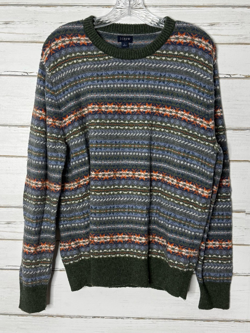 J.Crew Men’s Fair Isle Lambswool Blend Sweater Size L